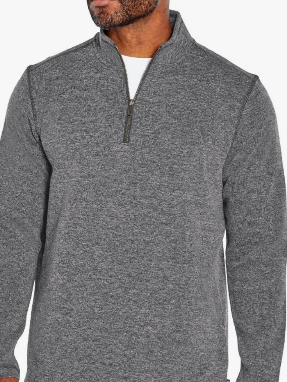 GAP Men's Charcoal Gray Marled 1/4 Zip Knit Pullover Sweater Size L